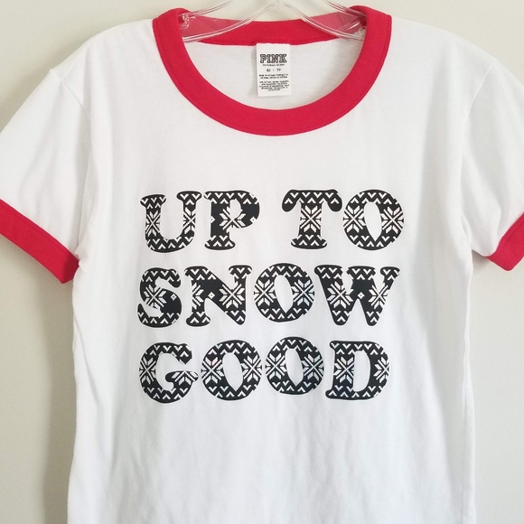 PINK Up To Snow Good Vintage Style Tee - Picture 2 of 4